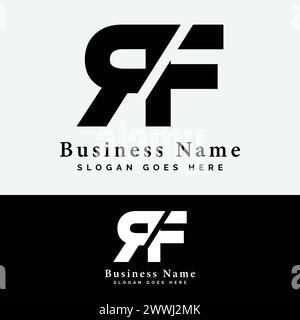 R, F, RF Letter Logo Design. Illustrazione del vettore del logo iniziale RF alfabetico Illustrazione Vettoriale