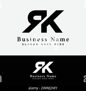 R, K, RK Letter Logo Design. Illustrazione vettoriale logo iniziale alfabeto RK Illustrazione Vettoriale