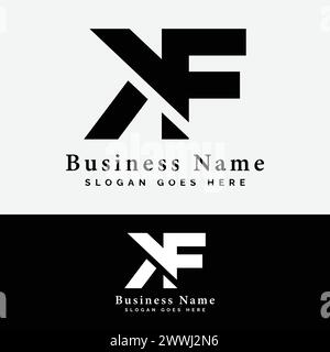 K, F, KF Letter Logo Design. Illustrazione vettoriale iniziale del logo alfabetico KF Illustrazione Vettoriale