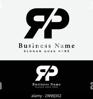 R, P, RP Letter Logo Design. Illustrazione vettoriale iniziale logo RP alfabetico Illustrazione Vettoriale