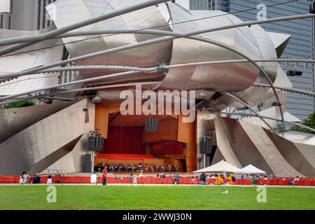 Chicago, Illinois. Pritzker Pavilion, Millennium Park. Foto Stock