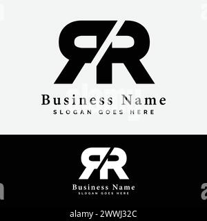 Logo R, RR Letter. Illustrazione vettoriale iniziale RR alfabetico Illustrazione Vettoriale