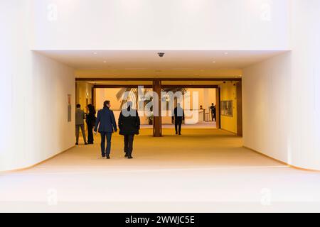 Ingresso alla sala riunioni plenaria del Parlamento europeo, Bruxelles, Belgio. Ingresso interno alla sala conferenze plenaria del parlamento. Brussel parlamentare europeo Brussel Belgie Copyright: XGuidoxKoppesx Foto Stock