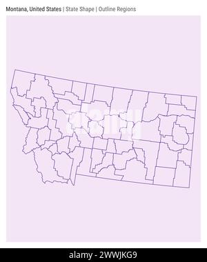 Montana, Stati Uniti. Semplice mappa vettoriale. Stato forma. Stile regioni contorno. Confine del Montana. Illustrazione vettoriale. Illustrazione Vettoriale