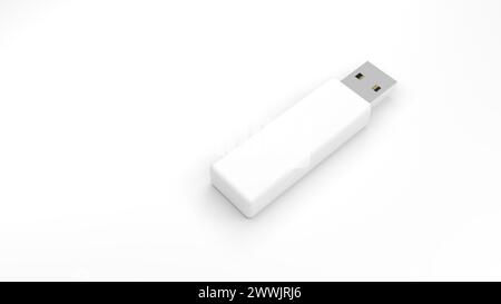 Pendrive. Isolato su sfondo bianco. Unità flash USB. Dispositivo di memorizzazione dati. Unità penna. illustrazione 3d. Foto Stock