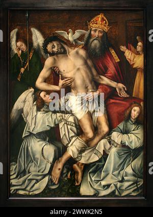 La Santissima Trinità, con Dio padre che sostiene Cristo (151O-1515), Louvre. Colijn de Coter Foto Stock