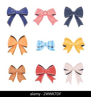 Collezione bowknot per le feste. illustrazioni vettoriali isolate. Illustrazione Vettoriale