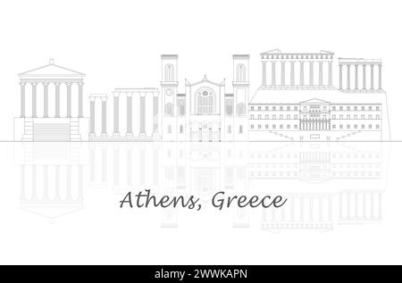 Contorno panorama della città di Atene, Grecia - illustrazione vettoriale Illustrazione Vettoriale