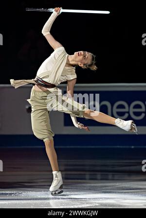 Montreal, Canada. 24 marzo 2024. Kimmy Repond, Svizzera, si esibisce durante il Gala dell'esposizione ai Campionati mondiali di pattinaggio di figura dell'ISU 2024 a Montreal, Canada, 24 marzo 2024. Crediti: Andrew Soong/Xinhua/Alamy Live News Foto Stock