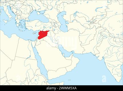 Mappa rossa della SIRIA all'interno della mappa bianca del Medio Oriente Illustrazione Vettoriale