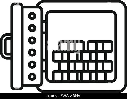 Cash Money in Secure Safe (denaro contante nella cassaforte sicura) - vettore di contorno dell'icona. Armadietto. Deposito contanti Illustrazione Vettoriale