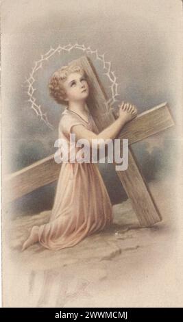 Carta sacra d'epoca per bambini Gesù 1900s - diritti aggiuntivi - pulizia - non disponibile Foto Stock