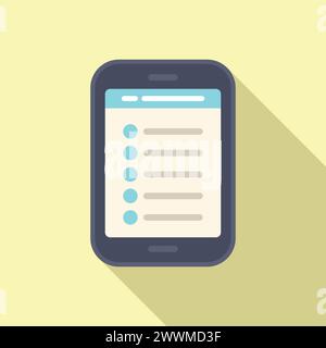 Icona di ricerca dei criteri online per tablet, vettore piatto. Prodotti regolamentati. Politica sui test di sicurezza Illustrazione Vettoriale