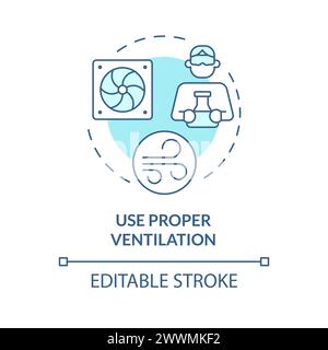 Ventilazione corretta utilizzare l'icona Concept blu morbida Illustrazione Vettoriale