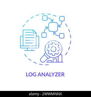 Icona di concetto gradiente blu analizzatore log Illustrazione Vettoriale