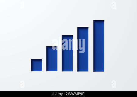 Concetto di crescita e miglioramento. Grafico a barre crescente o crescente o grafico su sfondo bianco. rendering 3d. Foto Stock