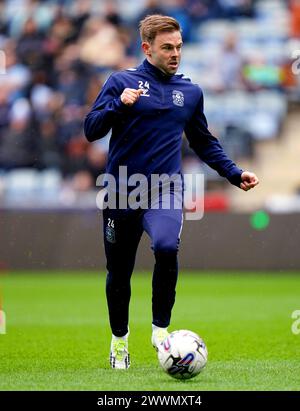 Matthew Godden di Coventry City durante una sessione di allenamento presso la Coventry Building Society Arena di Coventry. Data foto: Lunedì 25 marzo 2024. Foto Stock