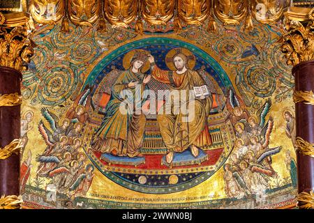 Dettaglio del mosaico sull'abside della Basilica di Santa Maria maggiore, Roma, Italia Foto Stock