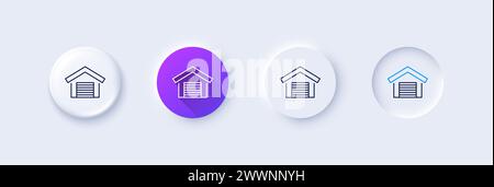 Icona della linea del garage per il parcheggio. Segnale di parcheggio automatico. Icone di linea. Vettore Illustrazione Vettoriale