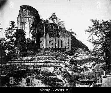 Testa di cavallo in pietra con filetti di tè vicino a Sing Chang Foto Stock