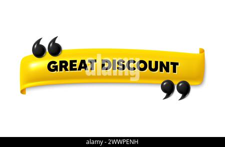 Grande sconto. Cartello con il prezzo dell'offerta speciale. banner barra multifunzione 3d. Vettore Illustrazione Vettoriale