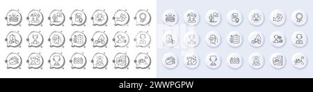 Icone dell'app per bici, dello yoga e della linea di successo. Per applicazioni Web, stampa. Icone di linea. Vettore Illustrazione Vettoriale