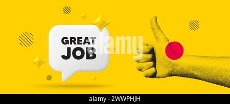 Simbolo di un ottimo lavoro. Firma dell'agenzia di reclutamento. Mano che mostra il pollice in alto come. Vettore Illustrazione Vettoriale