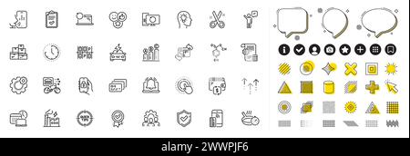 Set di icone di tempo di lavoro, mi piace e linea di lavoro del team per l'app Web. Icona pittogramma. Elementi di design, icone dei social media Vector Illustrazione Vettoriale