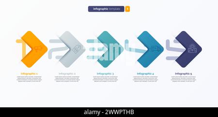 Modello infografico numero vettoriale composto da 5 etichette Illustrazione Vettoriale