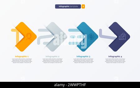 Modello infografico numero vettoriale composto da 4 etichette Illustrazione Vettoriale