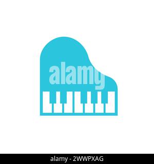 Icona del pianoforte isolata su sfondo bianco. Dal set di icone blu. Illustrazione Vettoriale