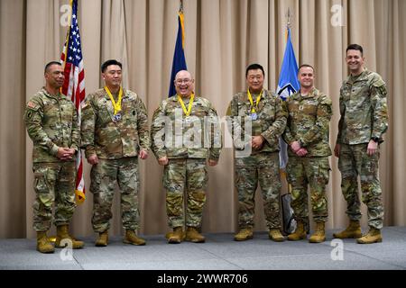 I vincitori del premio Best-in-Language Korean per i Polyglot Games 2024 sono stati annunciati al termine dell'evento, tenutosi al Salt Palace Convention Center di Salt Lake City, Utah il 3 febbraio 2024. Guardia Nazionale dell'esercito Foto Stock