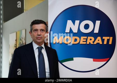 Torino, Italia. 25 marzo 2024. Maurizio Lupi durante la conferenza stampa di lancio della campagna elettorale noi moderati a Torino, Italia - Cronaca - Lunedi 25 marzo 2024 - ( foto Alberto Gandolfo/LaPresse ) Maurizio Lupi durante la conferenza stampa per lanciare la campagna elettorale per noi moderati a Torino, Italia - lunedì 25 marzo, 2024 - News - ( foto Alberto Gandolfo / LaPresse ) crediti: LaPresse / Alamy Live News Foto Stock