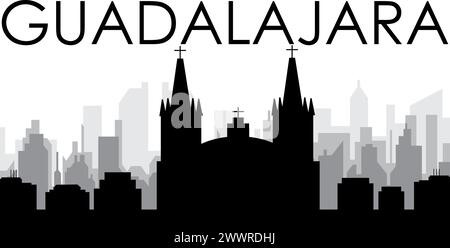 Panorama dello skyline cittadino di GUADALAJARA, MESSICO Illustrazione Vettoriale