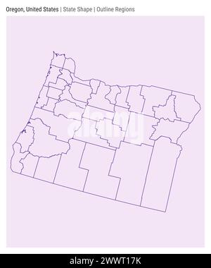 Oregon, Stati Uniti. Semplice mappa vettoriale. Stato forma. Stile regioni contorno. Confine dell'Oregon. Illustrazione vettoriale. Illustrazione Vettoriale
