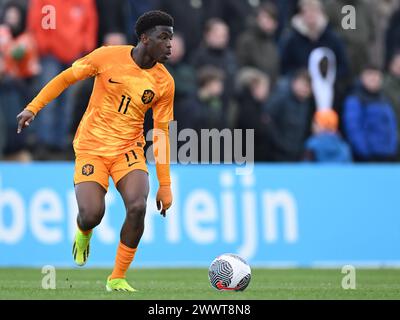 ASSEN - Isaac Babadi Holland U19 durante la partita di qualificazione al Campionato europeo nel gruppo 2 d'élite tra Paesi Bassi O19 e Francia O19 allo Sportpark Marsdijk il 23 marzo 2024 ad Assen, Paesi Bassi. ANP | Hollandse Hoogte | GERRIT VAN COLOGNE Foto Stock