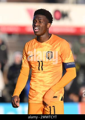 ASSEN - Isaac Babadi Holland U19 durante la partita di qualificazione al Campionato europeo nel gruppo 2 d'élite tra Paesi Bassi O19 e Francia O19 allo Sportpark Marsdijk il 23 marzo 2024 ad Assen, Paesi Bassi. ANP | Hollandse Hoogte | GERRIT VAN COLOGNE Foto Stock