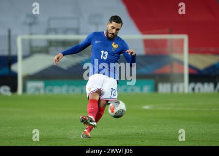 Montbeliard, Francia. 25 marzo 2024. Rayan Cherki di Francia durante l'amichevole internazionale Under 23 tra Francia U23 e Stati Uniti U23 il 25 marzo 2024 allo Stade Auguste Bonal di Sochaux Montbeliard, Francia - foto Jean Catuffe/DPPI Credit: DPPI Media/Alamy Live News Foto Stock