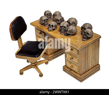 Scrivania in legno con cassetti Foto Stock