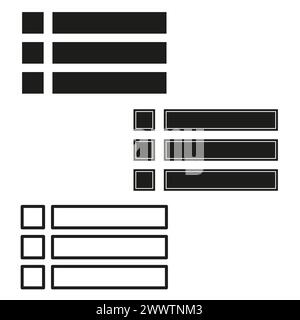 Set di icone dei pulsanti di menu per la progettazione Web. Vari layout della barra di navigazione. Vettore degli elementi dell'interfaccia. Illustrazione vettoriale. EPS 10. Illustrazione Vettoriale