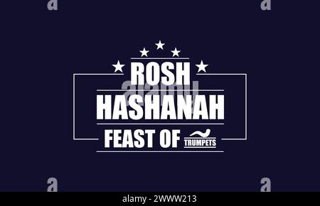 Celebra Rosh Hashanah con un design illustrativo testuale Illustrazione Vettoriale