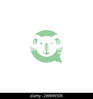 Design del logo Koala Chat. Icona Koala Illustrazione Vettoriale