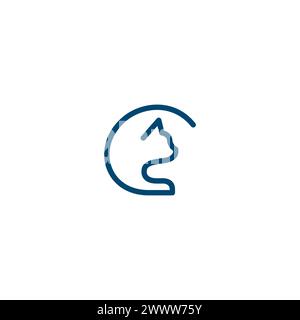 Logo Cat Line. Lettera C Logo Cat Illustrazione Vettoriale