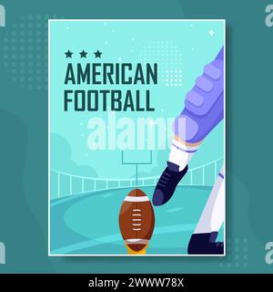 Poster illustrativo del football americano con Rugby Player. Illustrazione Vettoriale