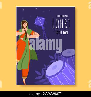 Felice Lohri Festival di Punjab Vector Illustration. Illustrazione Vettoriale