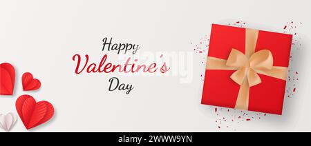 Design realistico di San Valentino in 3D con illustrazione realistica di bottiglia rossa di Champagne Vector Illustrazione Vettoriale