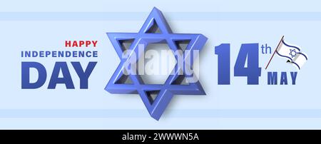 Illustrazione vettoriale del giorno dell'indipendenza di Israele con Flag e David Star Design Illustrazione Vettoriale
