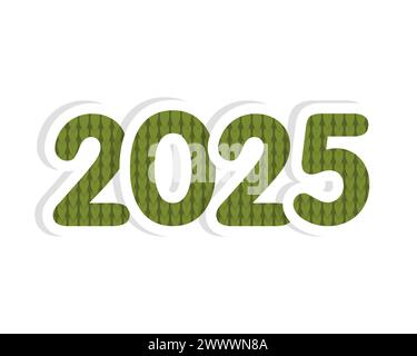 2025, Happy New Year 2025 of the Snake, modello con logo adesivo con data e numeri 2025 per celebrare e decorare la stagione. Numeri come la pelle di serpente Illustrazione Vettoriale