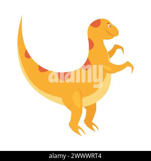 Carino dinosauro giallo. Animale preistorico, gruppo di rettili della giungla, illustrazione vettoriale dei cartoni animati jurassic World Evolution Illustrazione Vettoriale