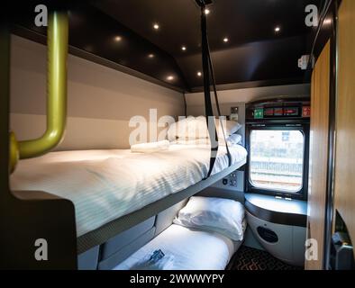 Una cabina a bordo della GWR Night Riviera Sleeper da Penzance a Londra Paddington Foto Stock